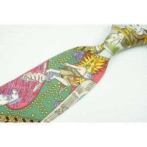 Hermes Bright Multicolor Horse Royal Print Silk Scarf Tie Made in France